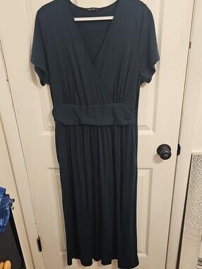 Women’s Deep Teal Faux-Wrap Maxi Dress